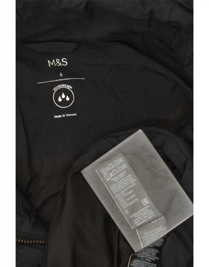 Jaqueta feminina acolchoada com capuz grande Marks & Spencer Reino Unido 8 pequena preta