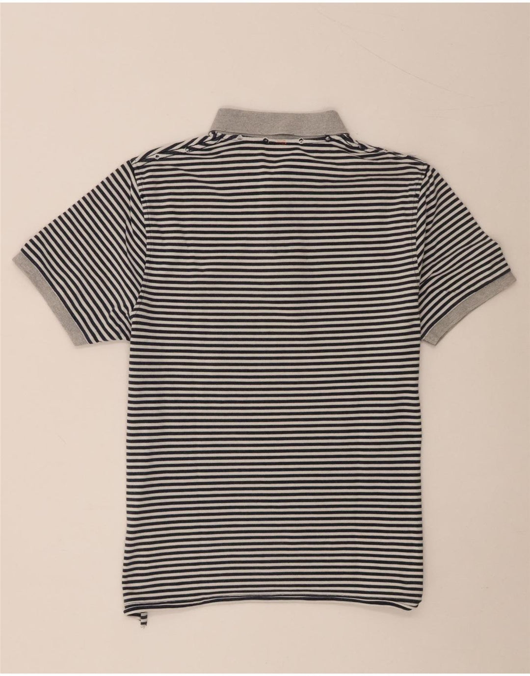 Camisa polo masculina Sun68 grande algodão listrado cinza