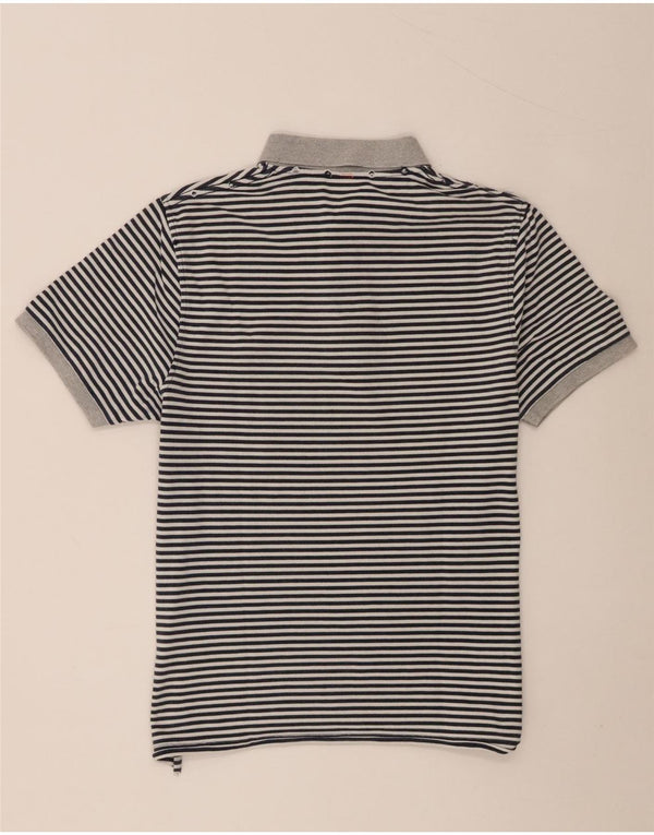 Camisa polo masculina Sun68 grande algodão listrado cinza