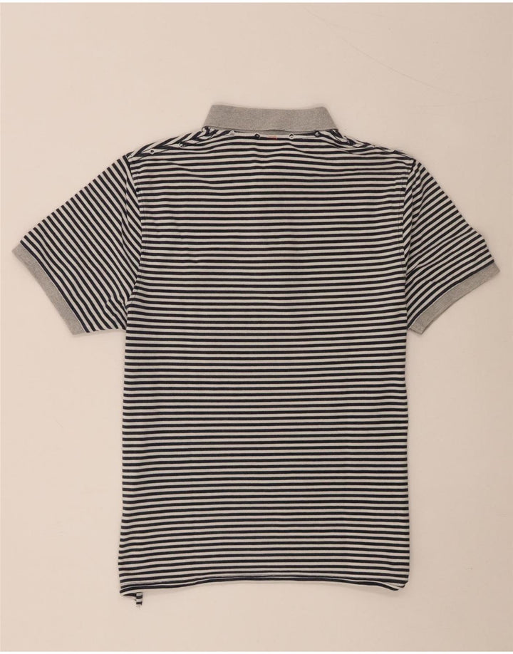 Camisa polo masculina Sun68 grande algodão listrado cinza