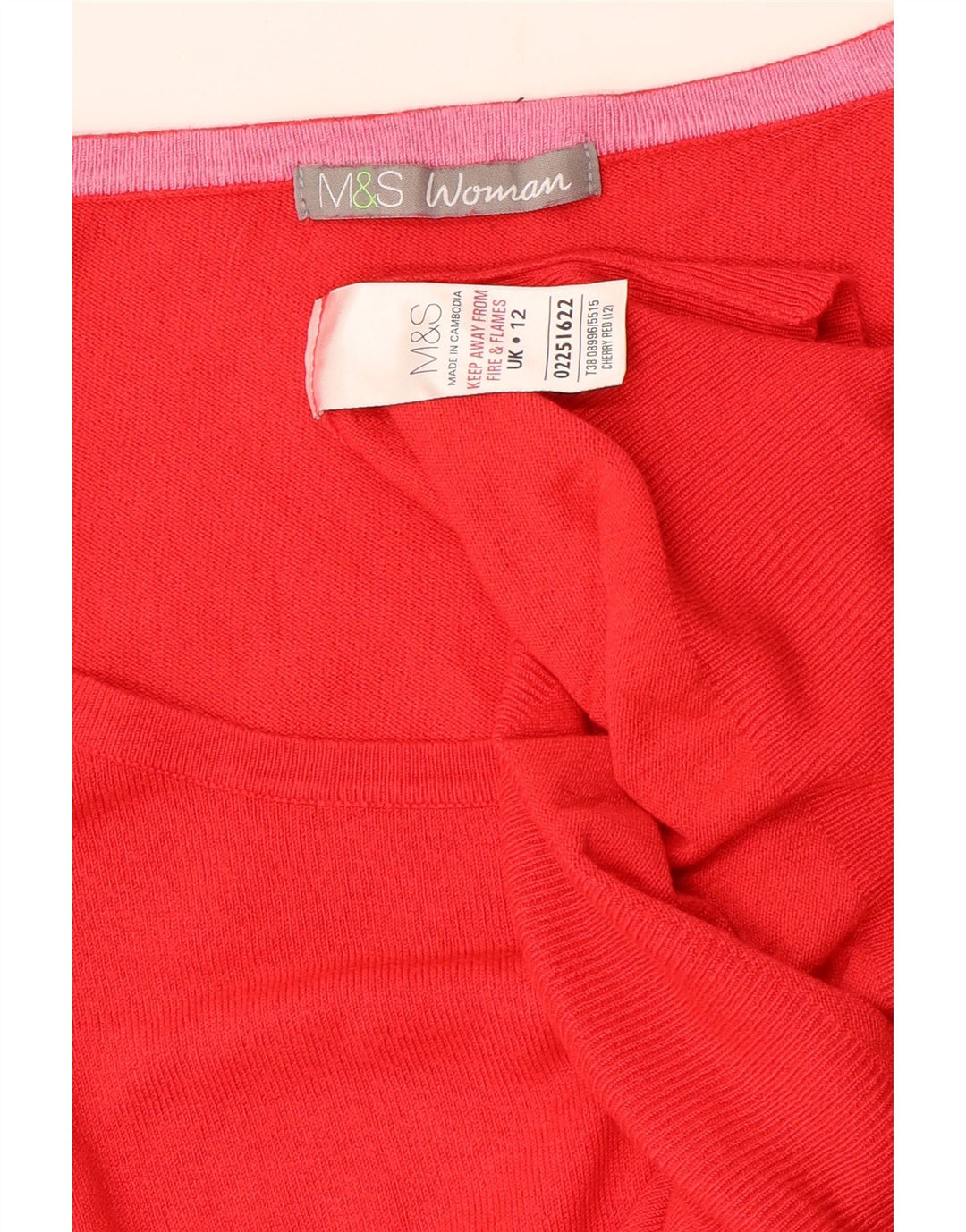 Suéter feminino MARKS & SPENCER com gola canoa Reino Unido 12 médio vermelho