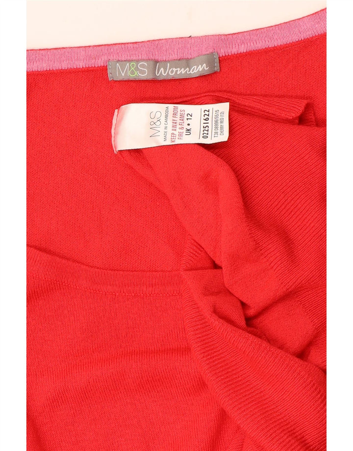 Suéter feminino MARKS & SPENCER com gola canoa Reino Unido 12 médio vermelho