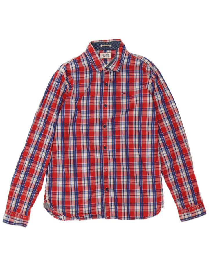 Camisa masculina TOMMY HILFIGER 15-16 anos grande algodão xadrez vermelho