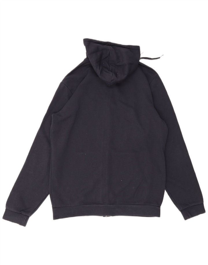 Adidas masculino zip moletom com capuz médio algodão azul marinho