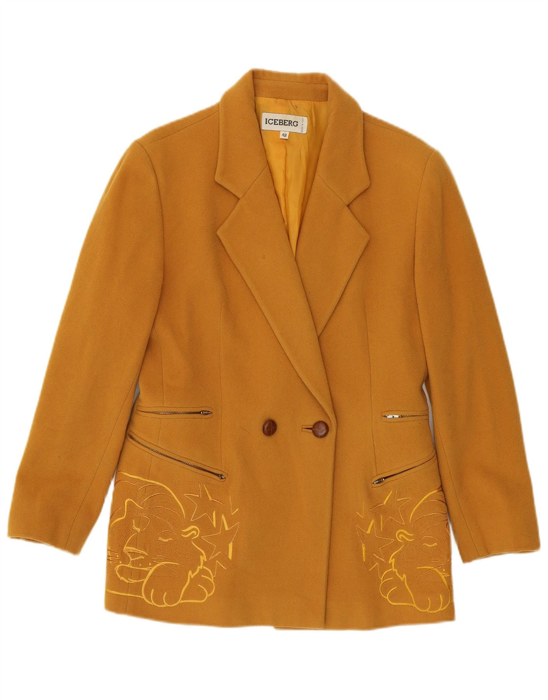 Jaqueta Blazer Feminina Iceberg IT 42 Médio Amarelo Animal Print