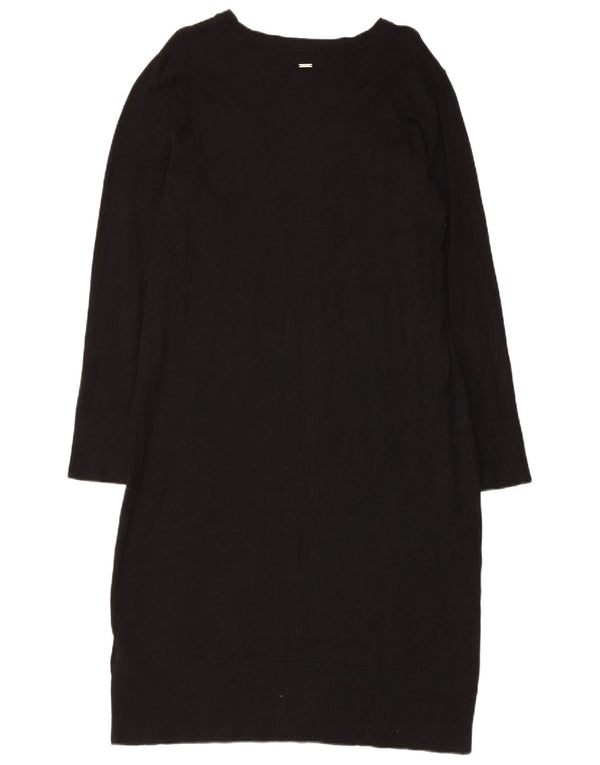 Vestido feminino Dkny com estampa de manga comprida e viscose preta média UK 12