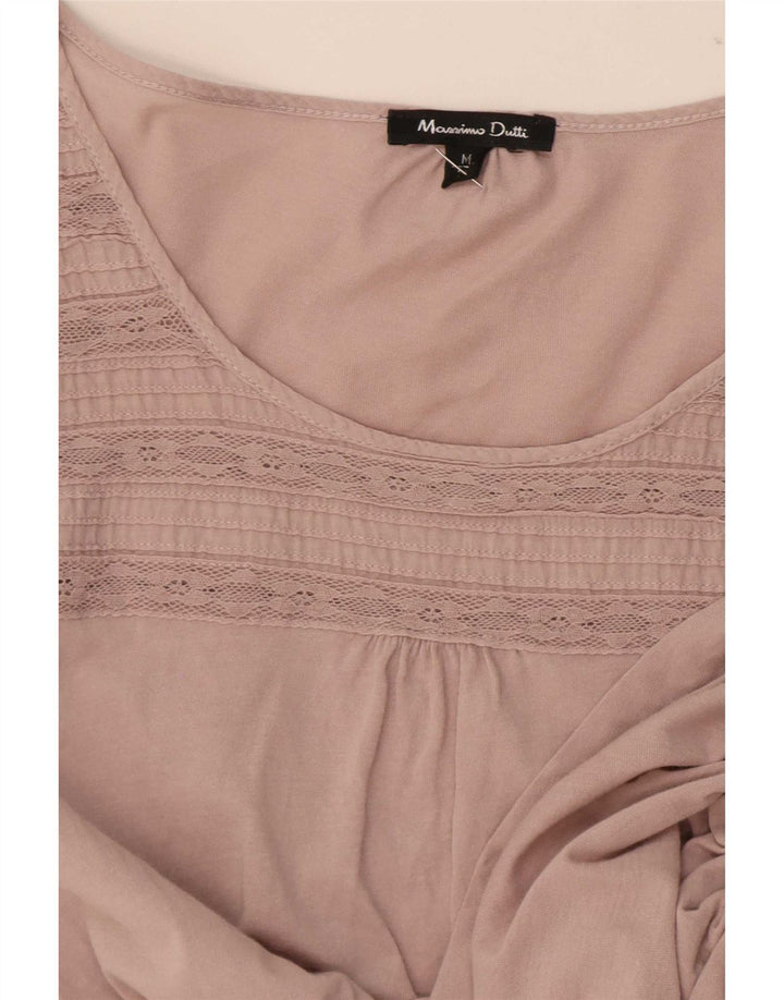 Top feminino Massimo Dutti manga 3/4 UK 12 rosa médio