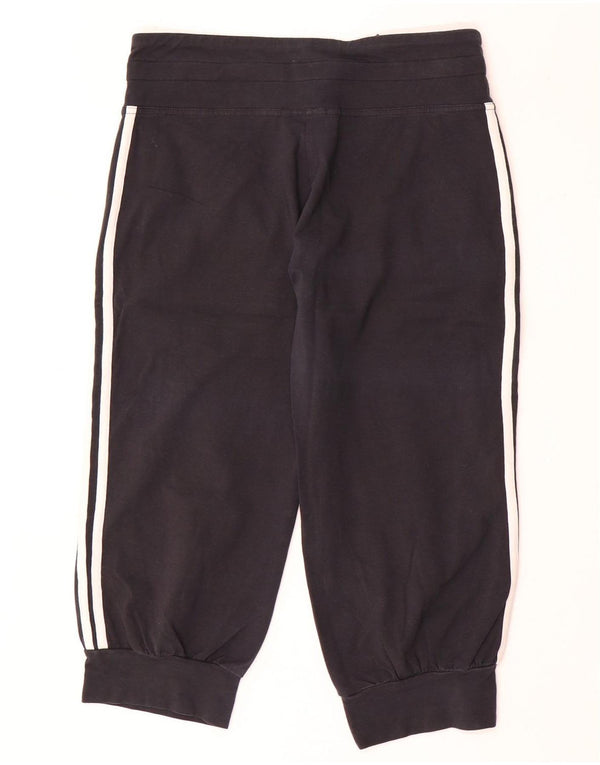 Adidas Womens Capri Calças de treino Joggers UK 12 Médio Algodão Preto