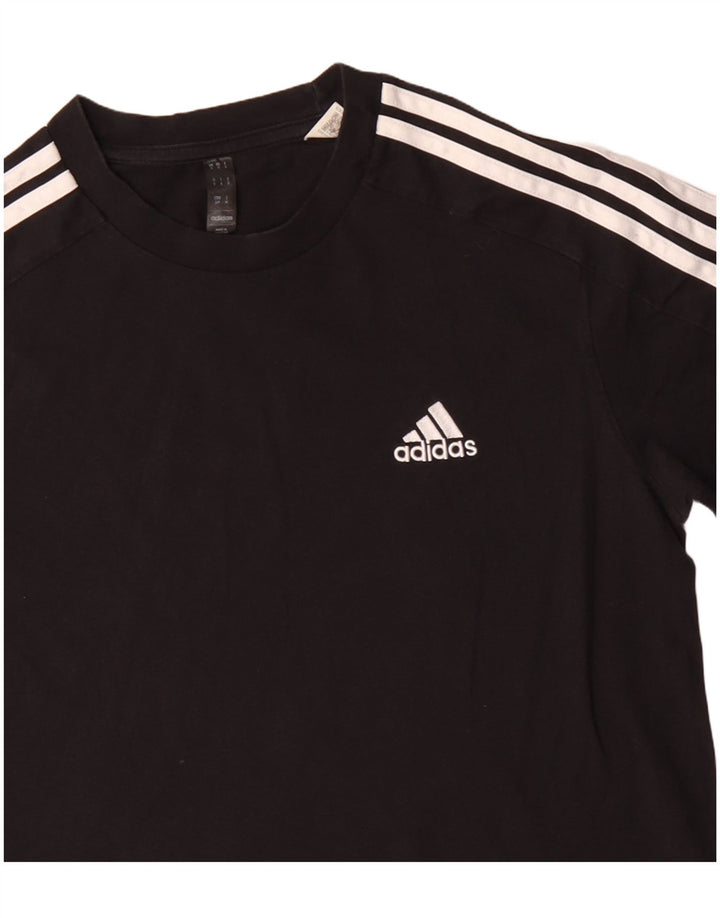 Adidas Mens Camiseta Top Pequeno Algodão Preto
