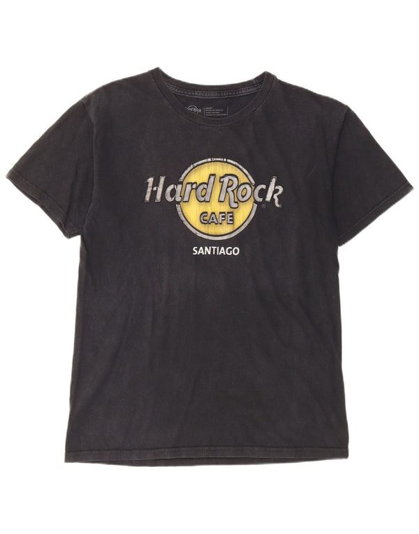 Hard Rock Cafe Mens Santiago Graphic T-Shirt Top Small Black Cotton