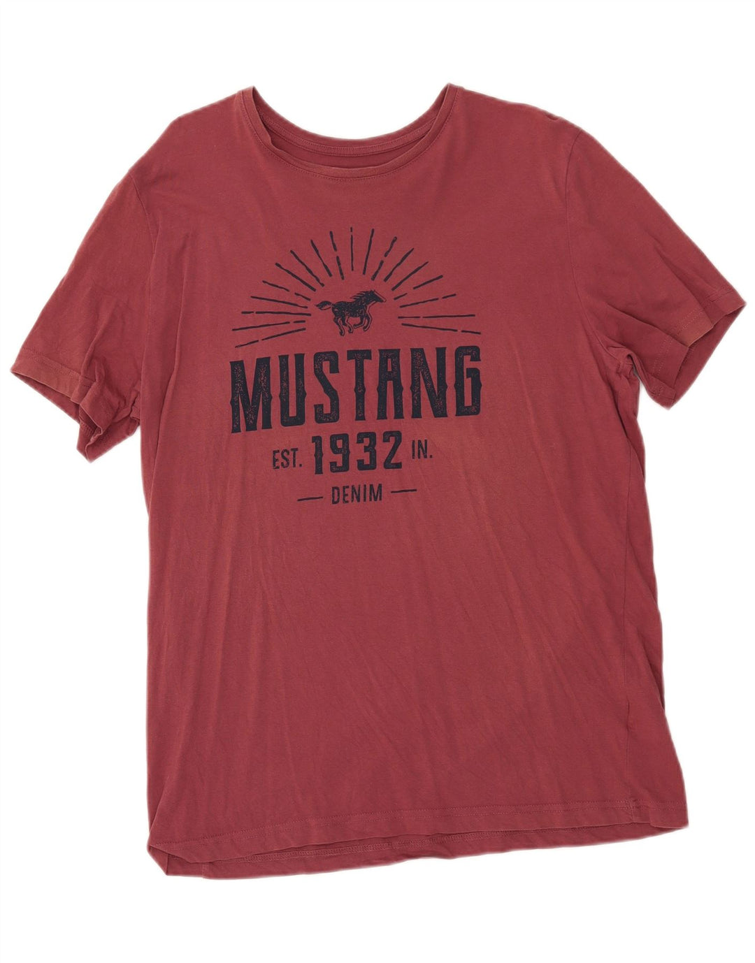 Camiseta gráfica masculina Mustang Top XL algodão marrom