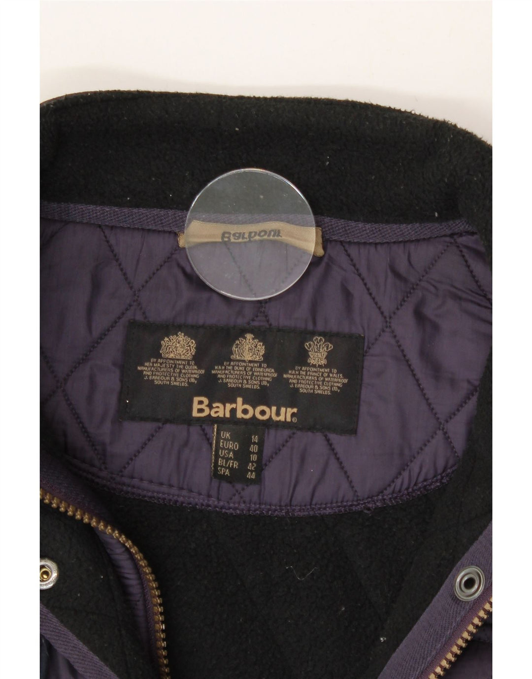 BARBOUR Womens Quilted Jacket UK 14 Large Purple Vintage Barbour and Second-Hand Barbour from Messina Hembry 