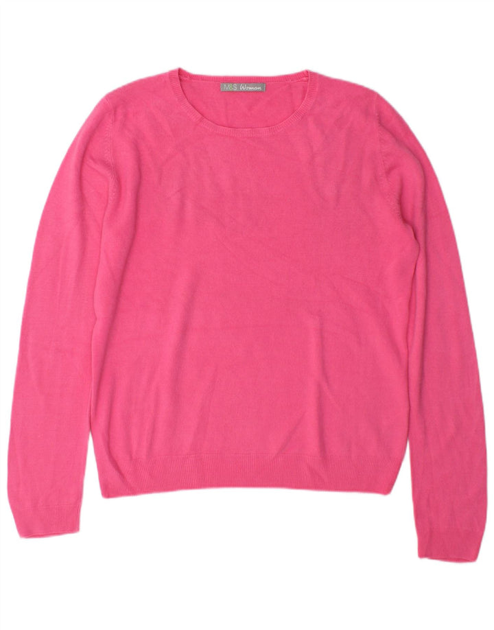 Suéter feminino Marks & Spencer com gola redonda Reino Unido 12 rosa médio