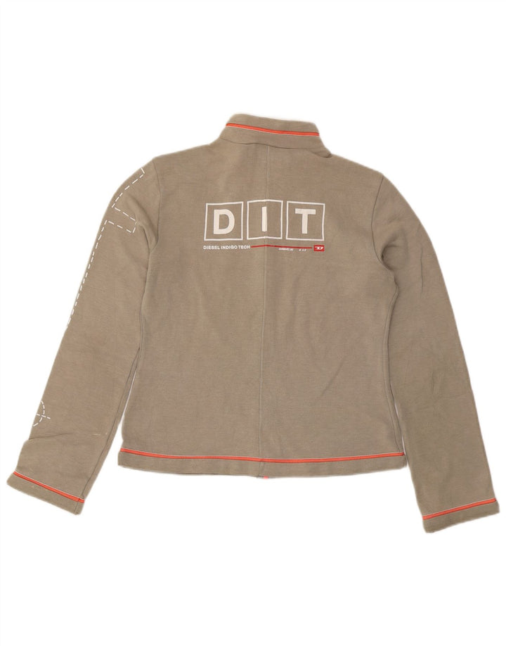 Diesel Womens Graphic Tracksuit Top Jacket UK 14 Grande Poliéster Cinza