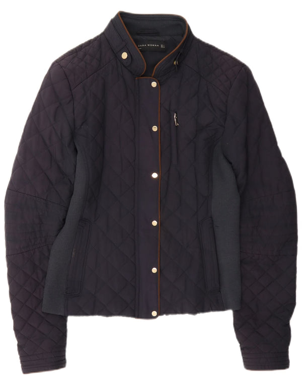 Jaqueta acolchoada feminina Zara UK 10 pequena azul marinho