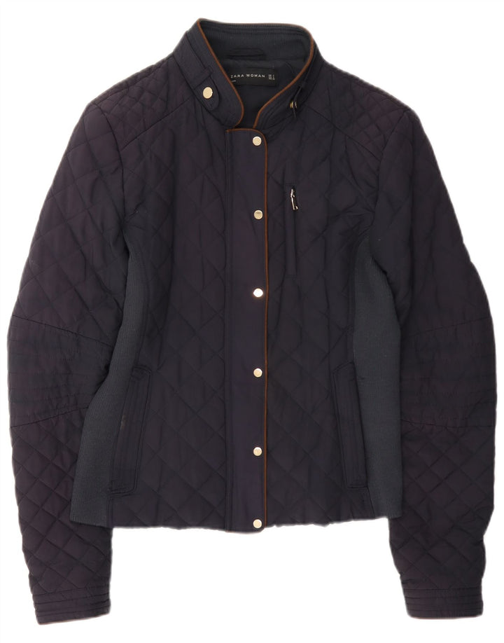 Jaqueta acolchoada feminina Zara UK 10 pequena azul marinho
