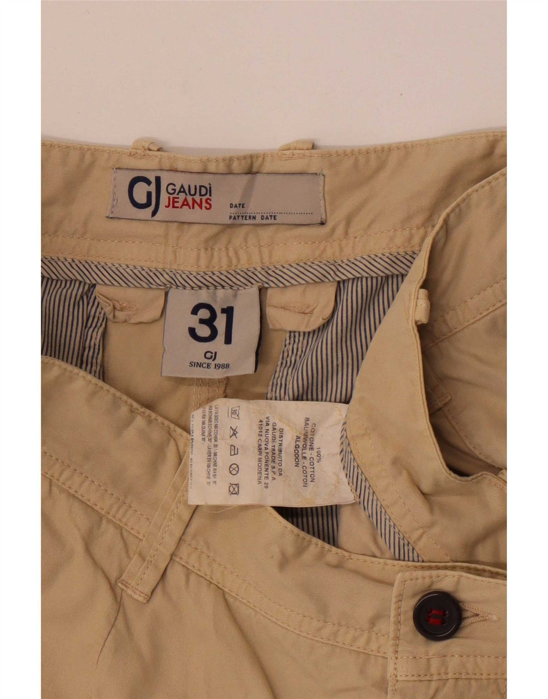 Gaudi Mens Regular Cargo Shorts Médio W31 Algodão Bege