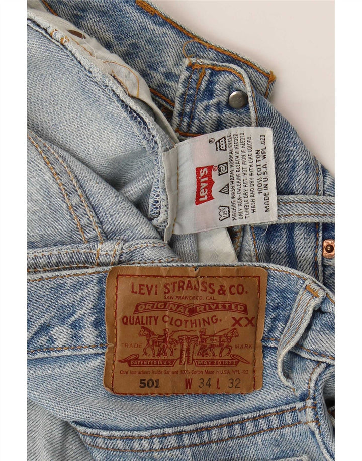 Calça Jeans Levis Masculina 501 Distressed Straight W34 L29 Azul Algodão