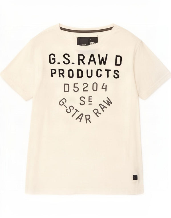 G-Star Camiseta feminina gráfica Top UK 14 Grande algodão branco