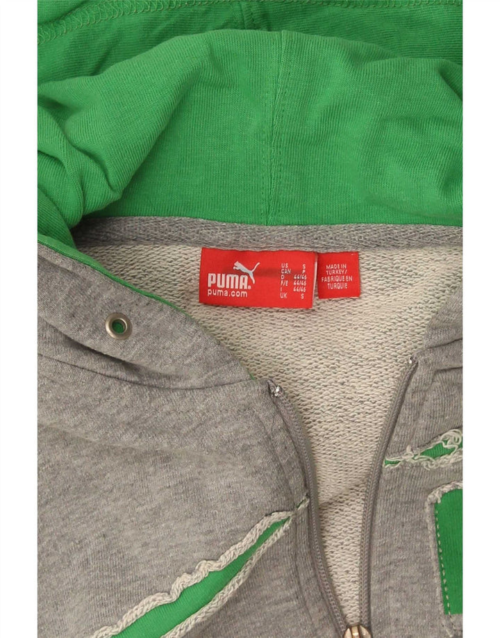 Suéter masculino Puma Graphic sem mangas com capuz e zíper pequeno cinza