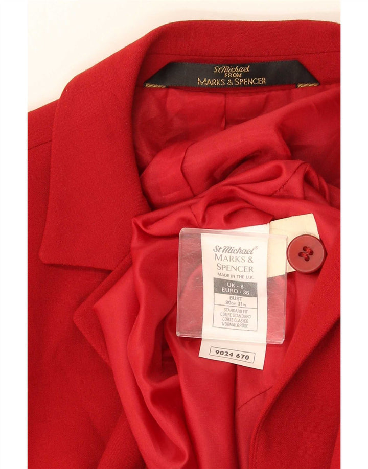 Jaqueta Marks & Spencer feminina St. Michael Longline Blazer Reino Unido 8 pequena vermelha