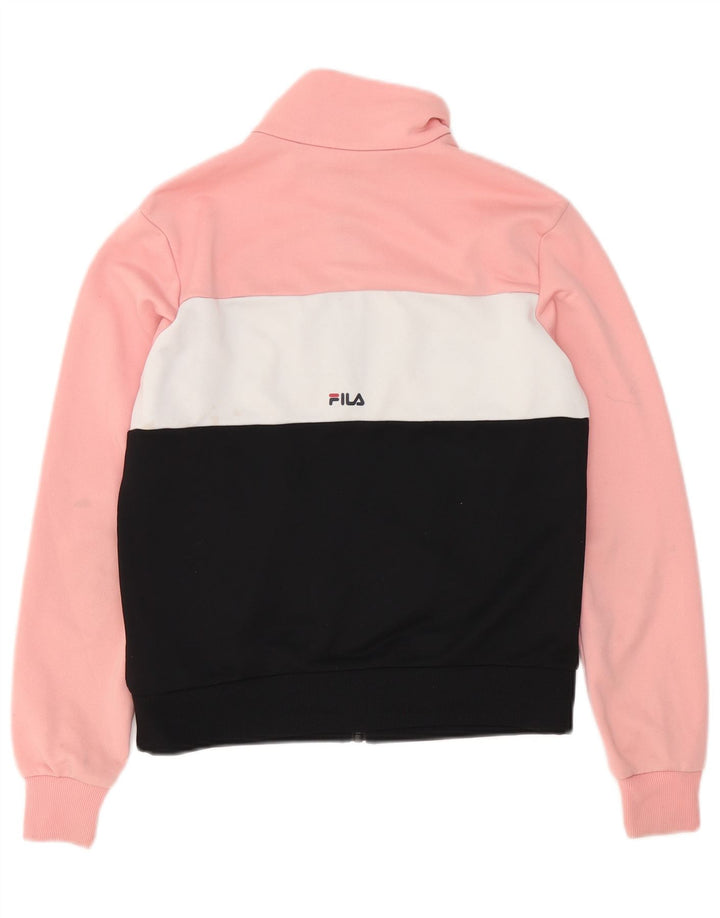 Fila Womens Graphic Tracksuit Top Jacket UK 6 XS Multicolor Colourblock