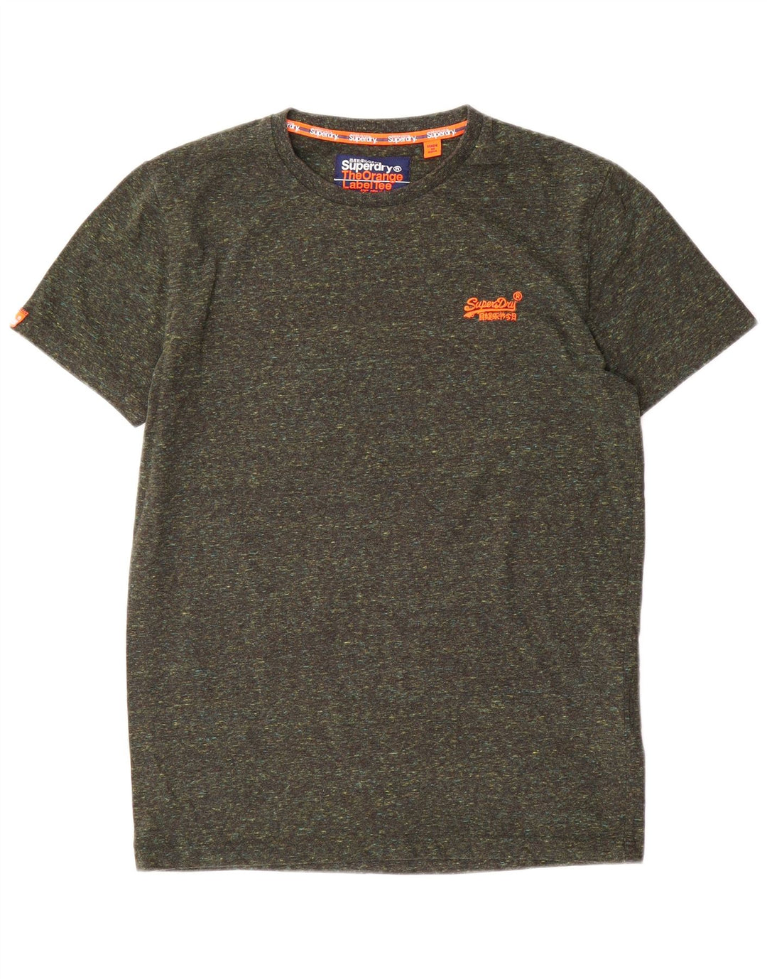 Camiseta masculina Superdry Top médio cáqui algodão manchado