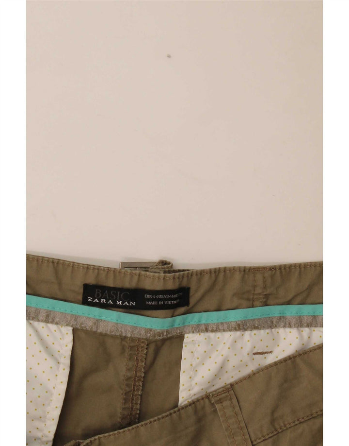 Zara Mens Chino Shorts EU 44 Grande W34 Cáqui