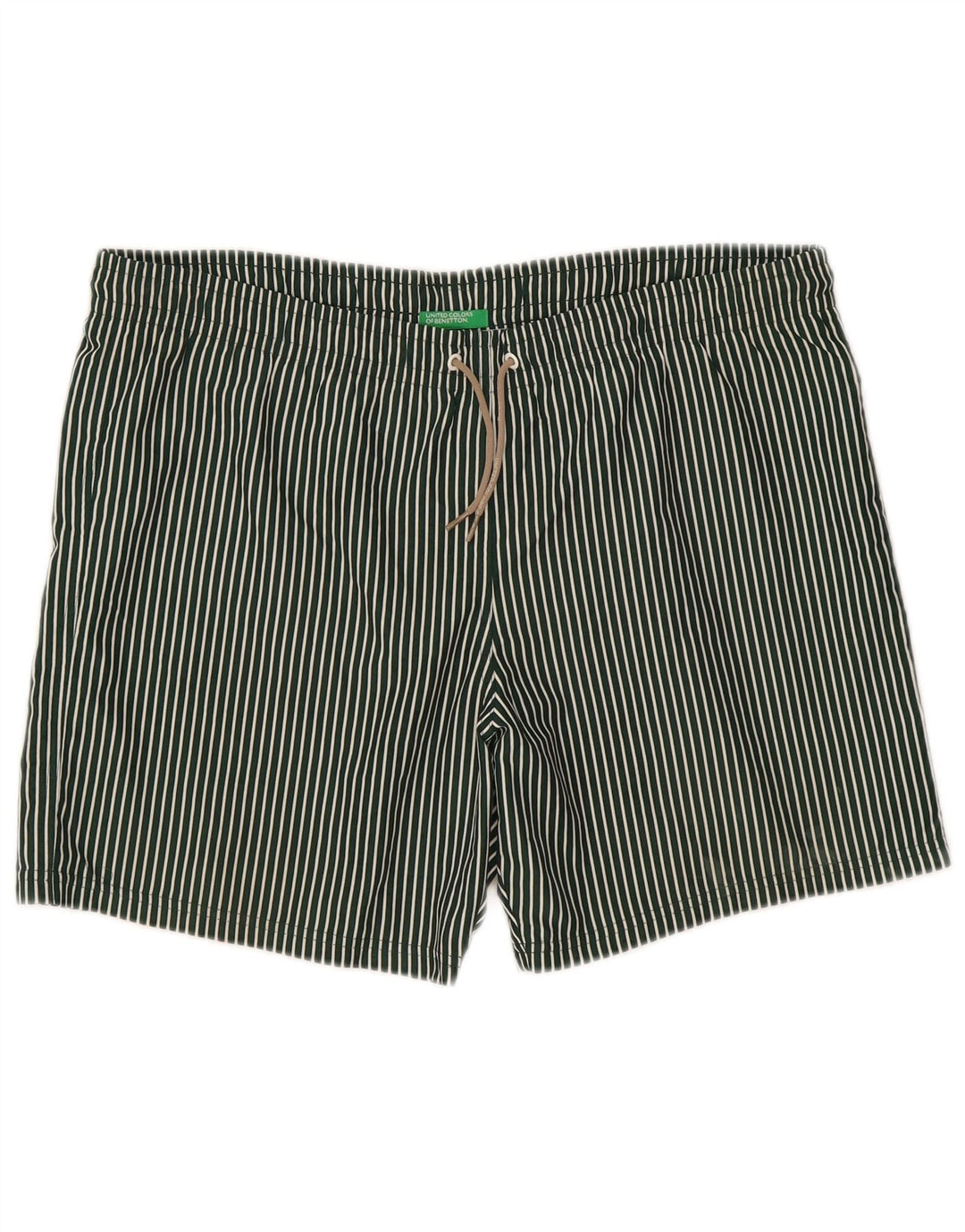 Benetton Calção de banho masculino grande listrado verde