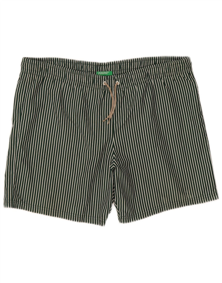 Benetton Calção de banho masculino grande listrado verde