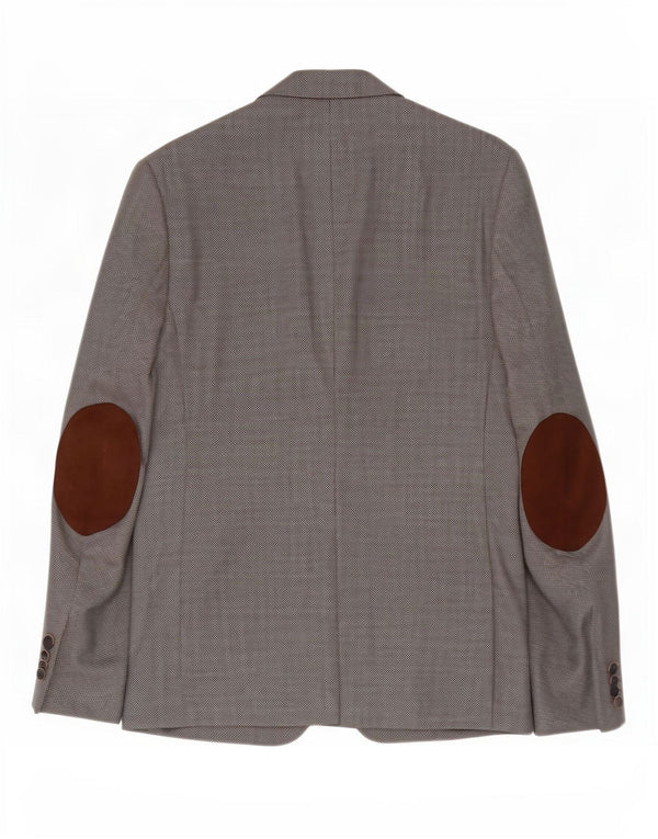 Jaqueta blazer masculina Zara com 2 botões EU 50 poliéster cinza médio