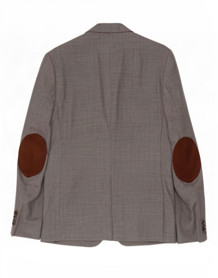 Jaqueta blazer masculina Zara com 2 botões EU 50 poliéster cinza médio