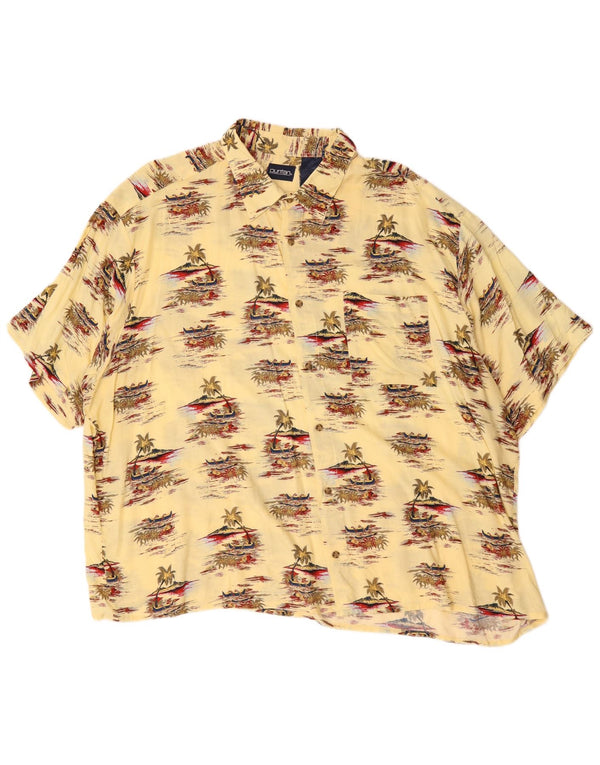 Camisa masculina havaiana de manga curta puritana 3XL Viscose amarela