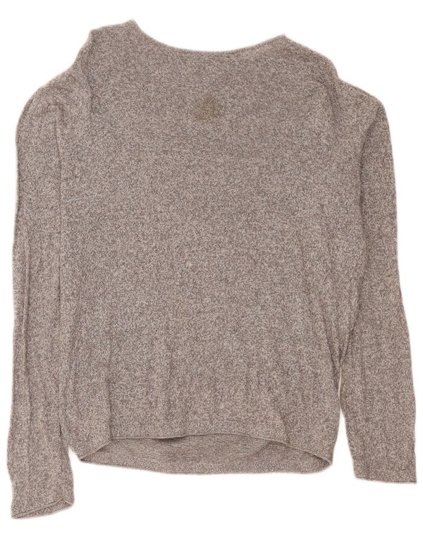 Zara Suéter masculino com gola canoa grande cinza manchado