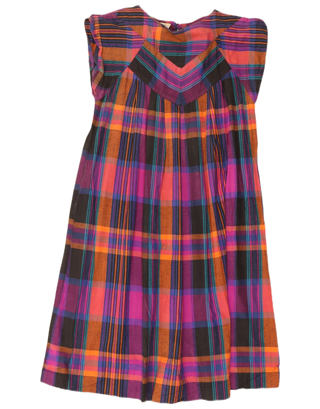 Vestido feminino vintage grande para barraca EU 38 médio algodão xadrez multicolorido