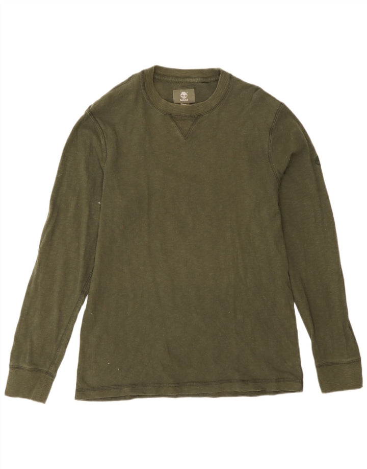 Timberland Mens Top Manga Longa Pequeno Algodão Verde