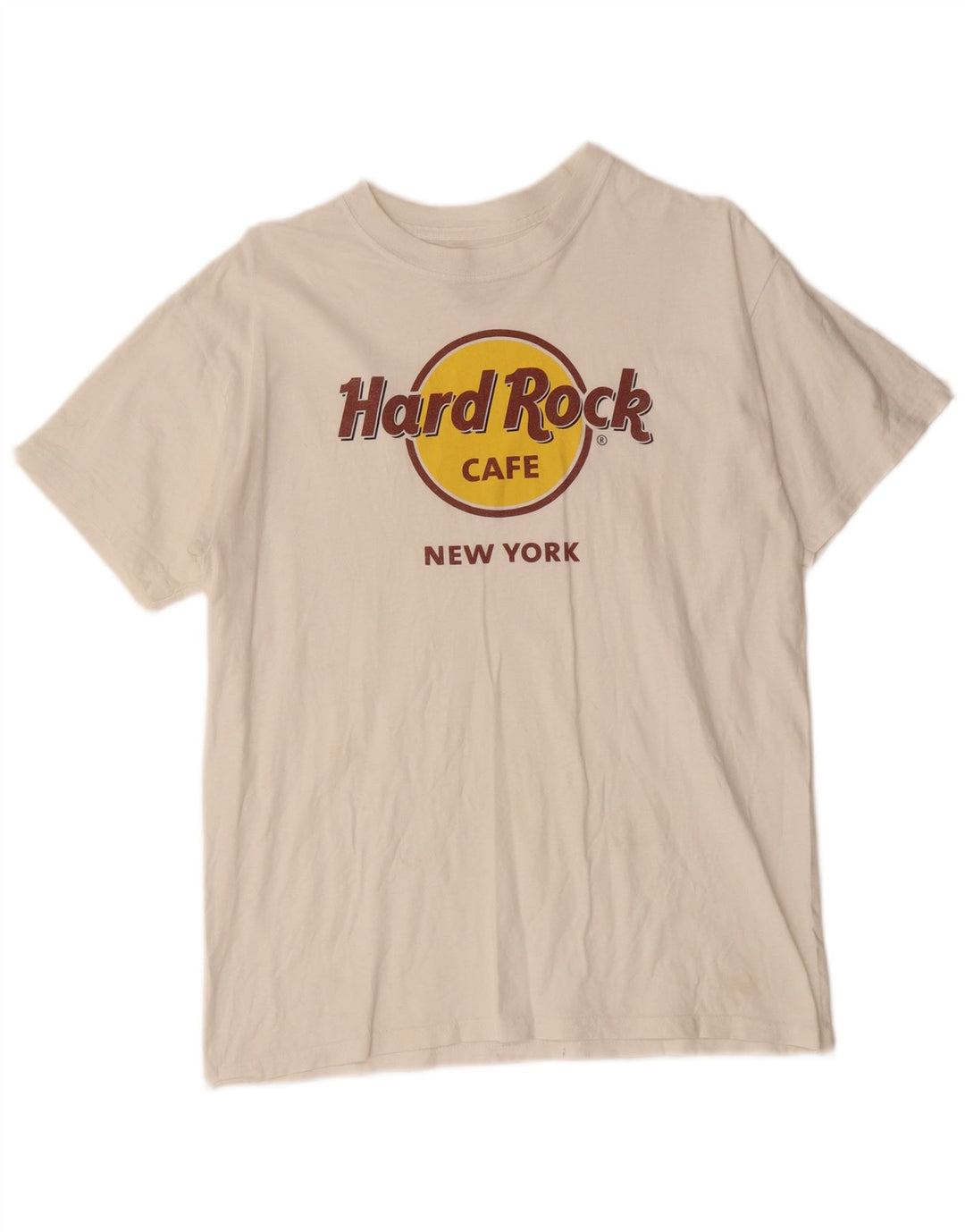 Camiseta feminina HARD ROCK CAFE com estampa gráfica Reino Unido 14 algodão branco médio