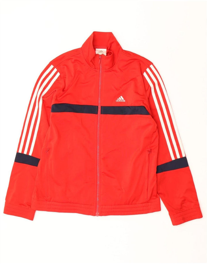 ADIDAS Meninos Tracksuit Top Jacket 13-14 Anos Vermelho Colourblock Poliéster