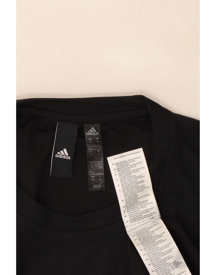 ADIDAS Mens T-Shirt Top Pequeno Poliéster Preto