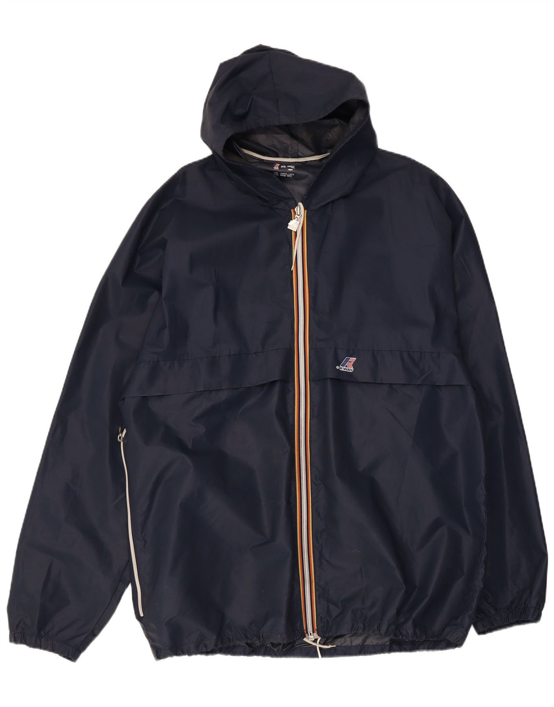 Jaqueta de chuva masculina com capuz K-Way UK 40 grande azul marinho