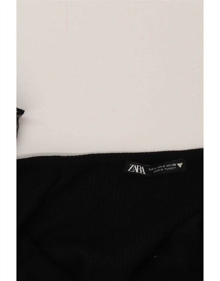Zara Womens Ruffle Front Crop Top Reino Unido 12 Médio Preto