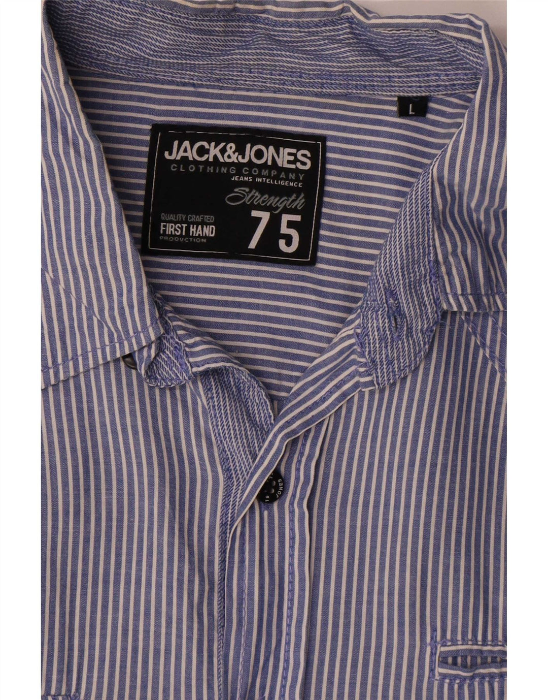 Camisa masculina de manga curta Jack & Jones listrada azul grande
