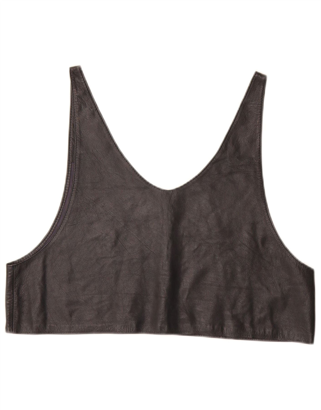 Top curto de couro feminino VINTAGE UK 12 médio preto