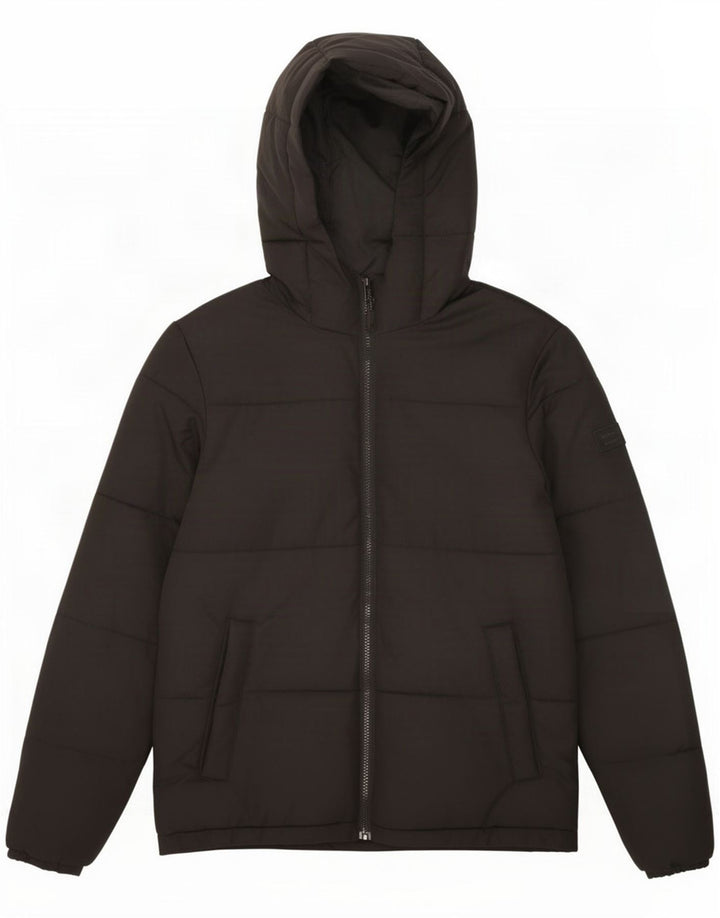 Jaqueta masculina acolchoada com capuz Jack & Jones Reino Unido 36 pequena preta