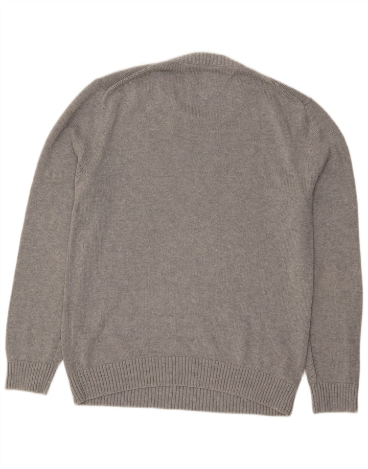 Suéter masculino Tommy Hilfiger com gola redonda e algodão cinza médio