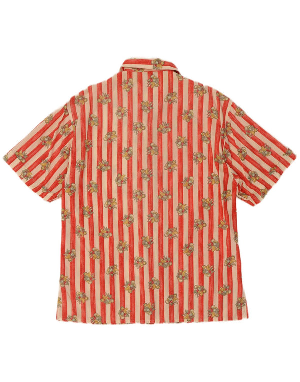 Camisa feminina Newpenny estampada de manga curta Reino Unido 14 grande algodão listrado vermelho