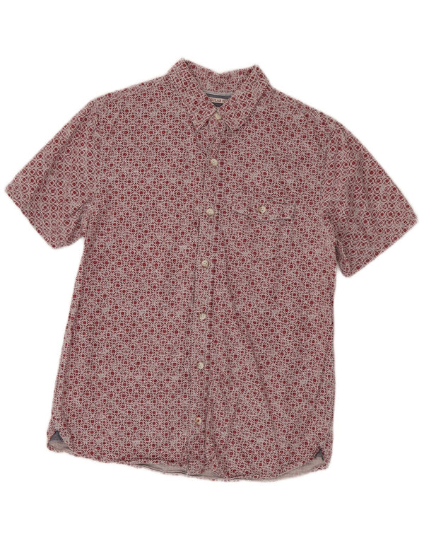 Camisa masculina de manga curta Fat Face Regular Fit pequeno algodão geométrico vermelho