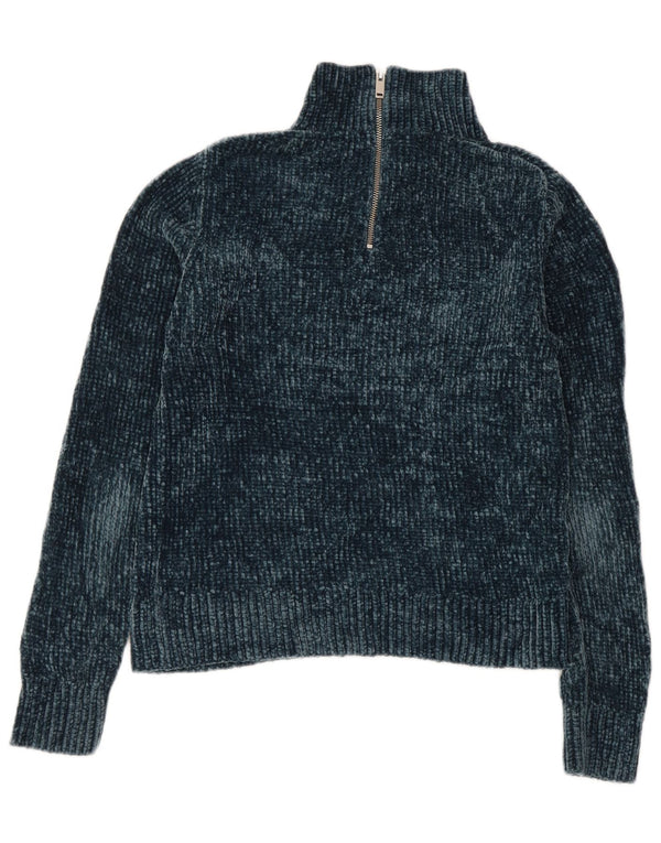 Suéter feminino Cos com zíper e pescoço UK 6 XS poliéster turquesa
