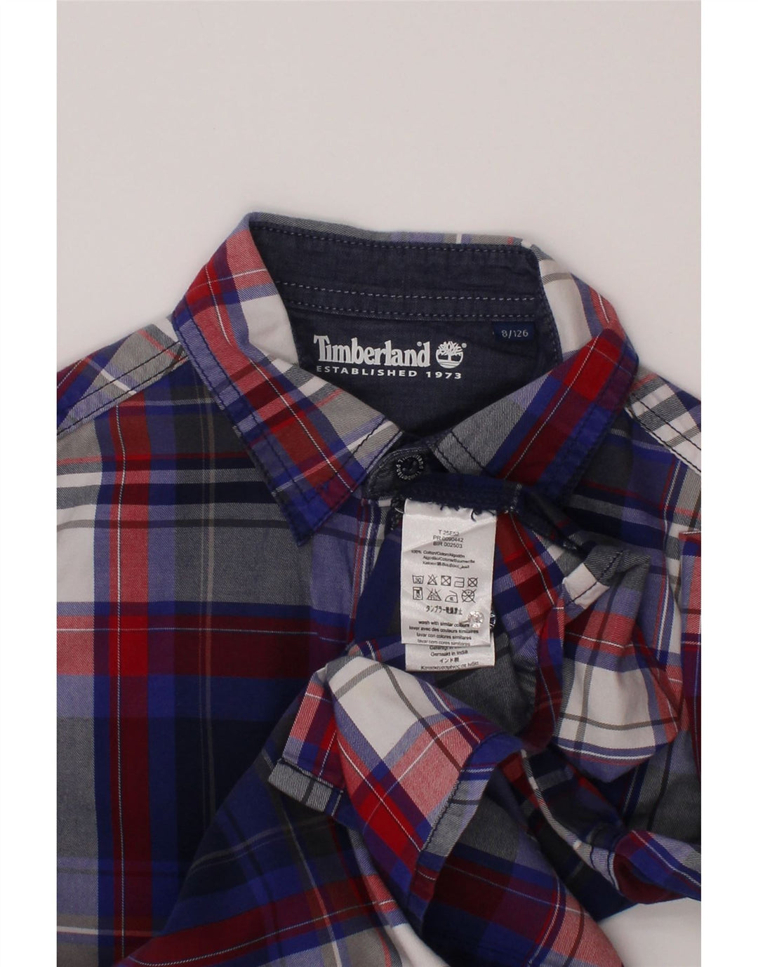 Camisa Timberland Menino 7-8 Anos Azul Marinho Xadrez Algodão