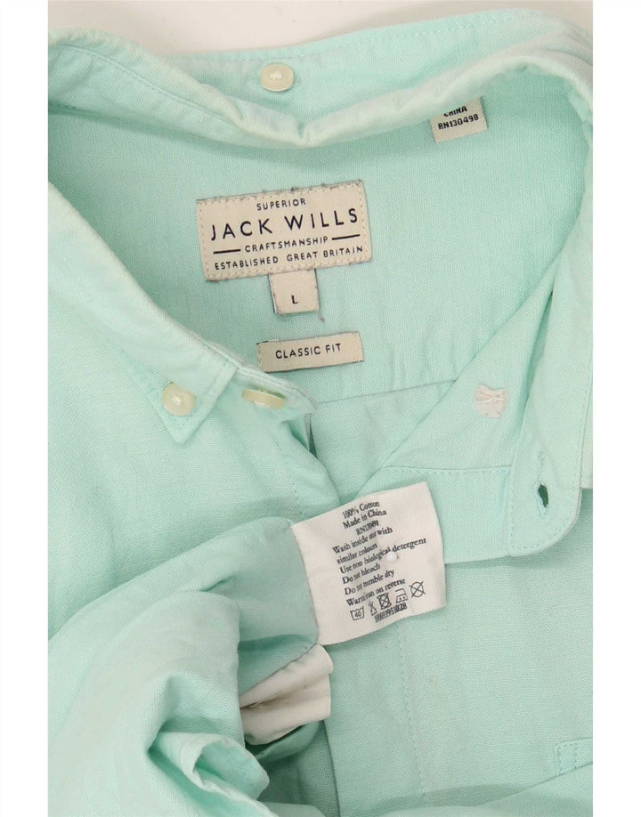 Jack Wills Camisa masculina clássica de ajuste grande de algodão turquesa